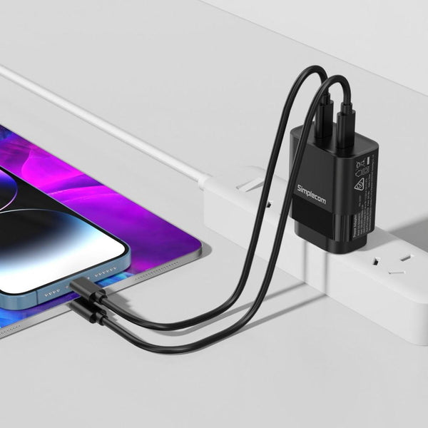 Simplecom Cu221 Dual Usb Fast Wall Charger Pd 20W For Phone Tablet Chargers & Cradles