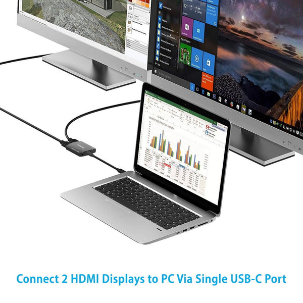 Simplecom Da330 Usb C To Dual Hdmi Mst Adapter 4K@60Hz With Pd And Audio Out Video Cables & Adapters