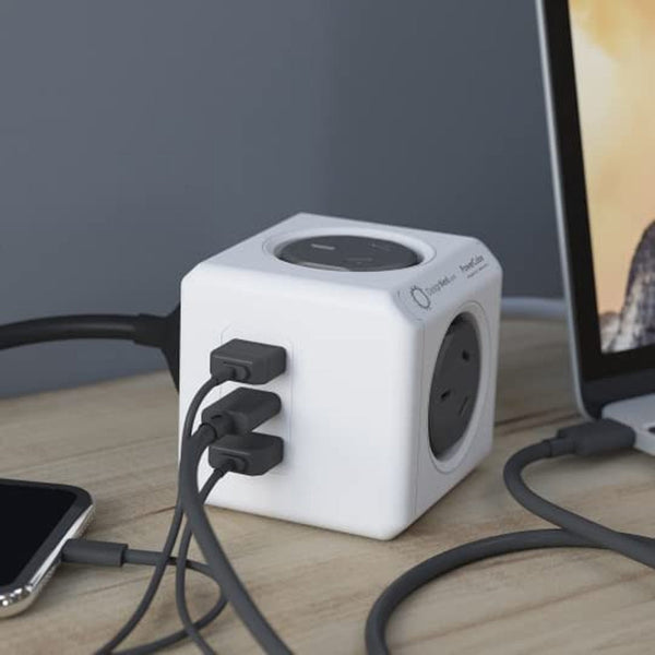 Allocacoc Powercube Extended 4 Outlets 2 Usb + 1 C Pd 20W With Surge 1.5M Grey (11407 Aueuac) Power Strips & Surge Protectors