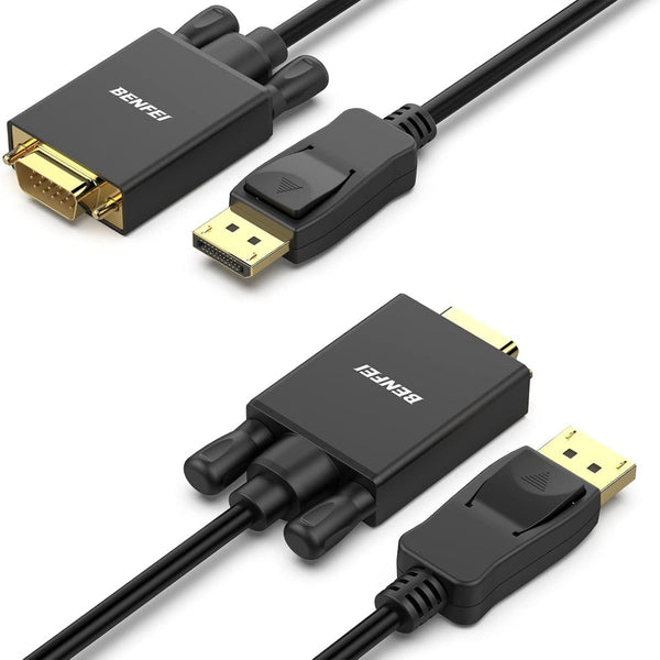 Benfei 000123Bk 10F Uni Directional Dp Displayport To Vga Cable Male Gold Plated Cord 3M Monitor/Av Cables & Adapters