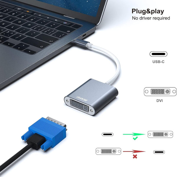 Benfei 000164Gy Usb C To Dvi Adapter [Thunderbolt 3/4 Compatible] Monitor/Av Cables & Adapters
