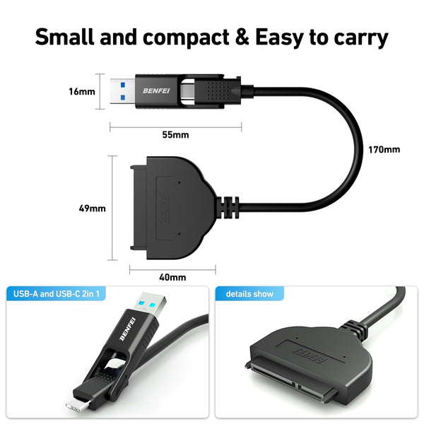 Benfei 2In1 Usb C/Usb 3.0 To Sata Iii Hard Driver Adapter Drive Cables & Adapters