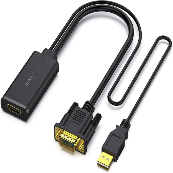 Benfei 210Bk Vga To Hdmi Adapter With Audio Support And 1080P Resolution Monitor/Av Cables & Adapters