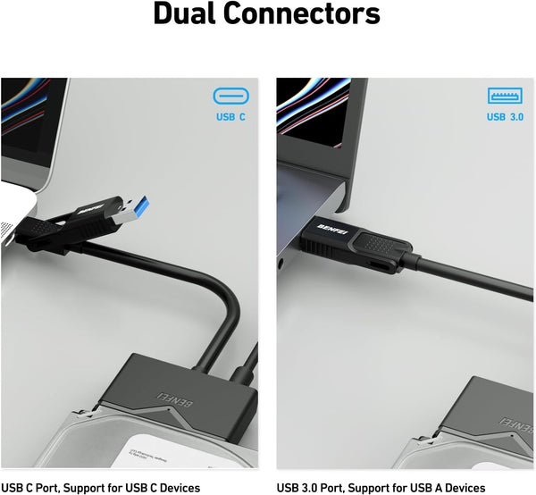 Benfei 221Bk Usb 3.0 To Sata Iii Hard Drive Adapter For 2.5/3.5 Inch Hdd/Ssd With 12V/2A Power Support Uasp Usb Cables Hubs & Adapters