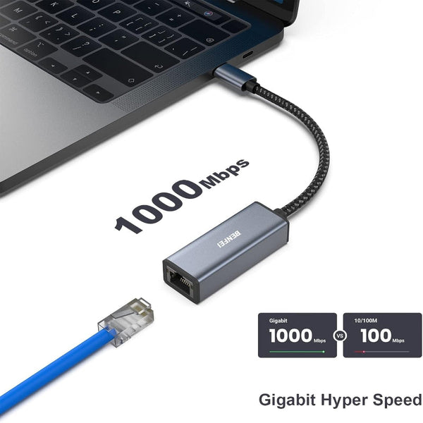 Benfei Usb C To Ethernet Adapter (Thunderbolt 3 Rj45) Splitters Couplers & Adapters