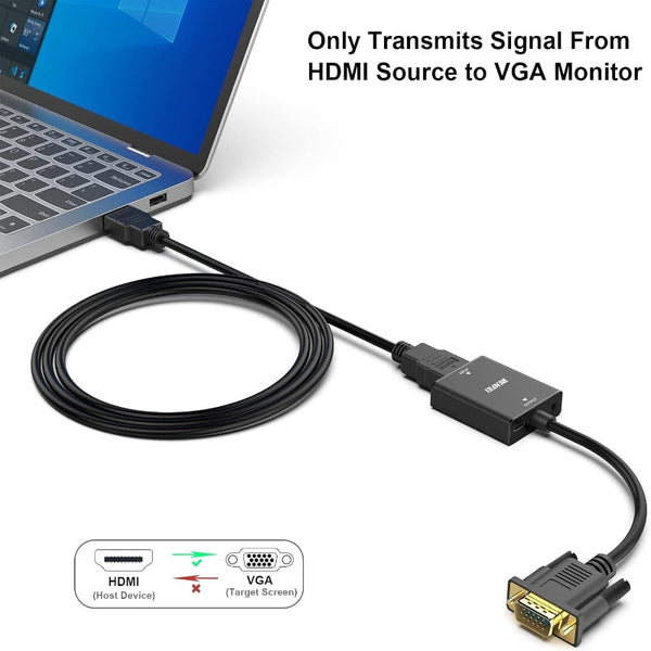 Benfei Hdmi To Vga Uni Directional Computer Monitor Adapter (Female Male) With 3.5Mm Audio Jack Monitor/Av Cables & Adapters