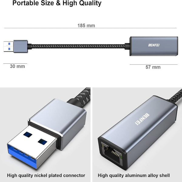 Benfei Usb 3.0 To Gigabit Ethernet Adapter Ethernet Cables (Rj 45/8P8c)