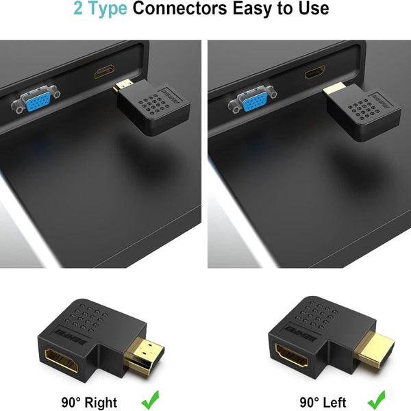 Benfei Hdmi Male To Female Right Angle 90 Degree Adapter Video Cables & Adapters