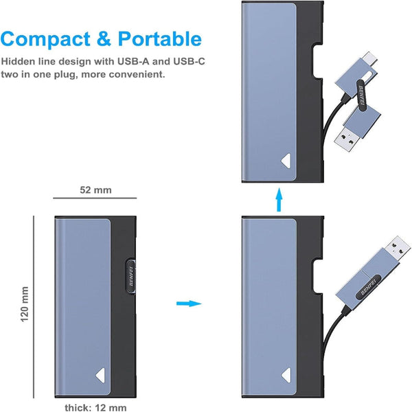 Benfei 345Gy M.2 Nvme Sata Ssd Enclosure 10 Gbps Usb Type C/Type A To Pci Key/(B+M) Drive Enclosures & Docks