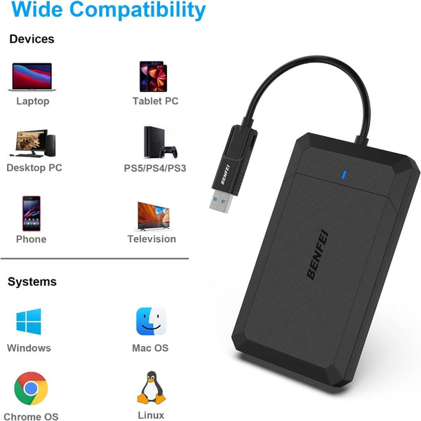 Benfei 2.5 Inch Sata To Usb Tool Free External Hard Drive Enclosure Usb Cables Hubs & Adapters