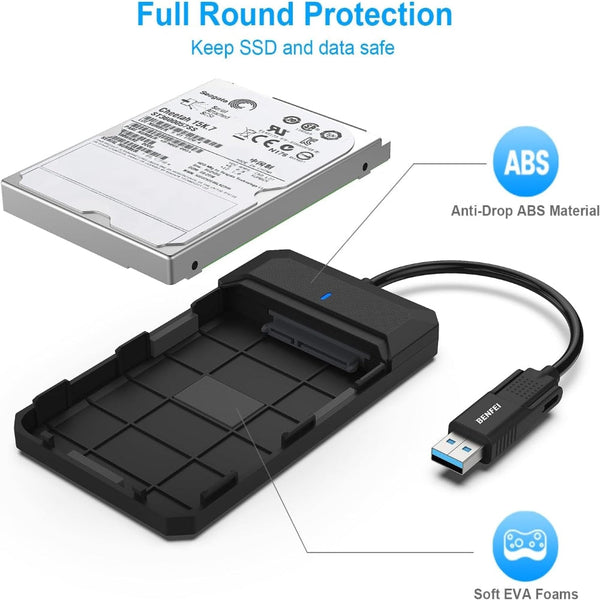 Benfei 2.5 Inch Sata To Usb Tool Free External Hard Drive Enclosure Usb Cables Hubs & Adapters