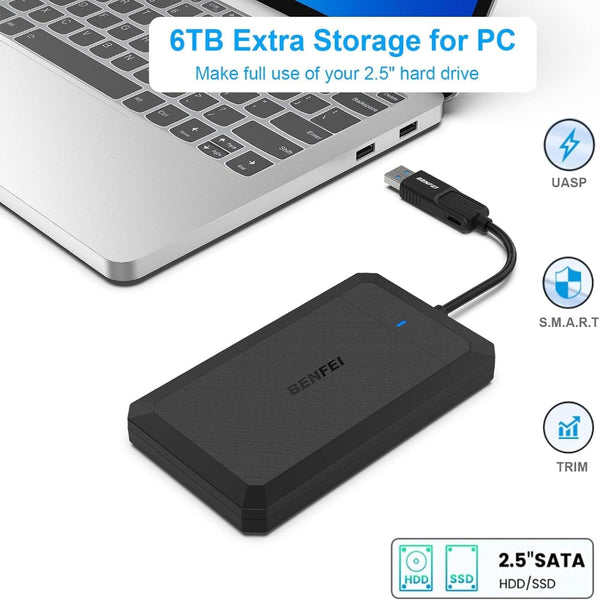 Benfei 2.5 Inch Sata To Usb Tool Free External Hard Drive Enclosure Usb Cables Hubs & Adapters