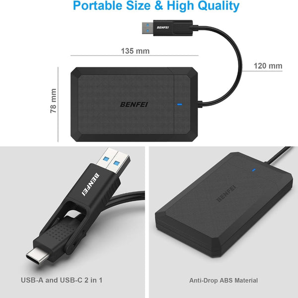 Benfei 2.5 Inch Sata To Usb Tool Free External Hard Drive Enclosure Usb Cables Hubs & Adapters