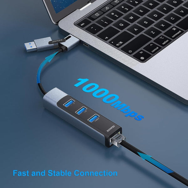 Benfei 350Gy 2 In 1 Usb C+Usb 3.0 To Rj45 Gigabit Ethernet Port Hub Usb Cables Hubs & Adapters