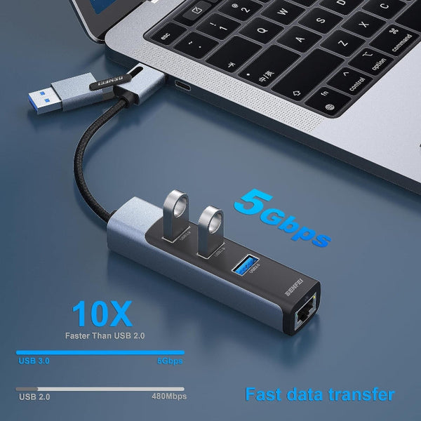 Benfei 350Gy 2 In 1 Usb C+Usb 3.0 To Rj45 Gigabit Ethernet Port Hub Usb Cables Hubs & Adapters