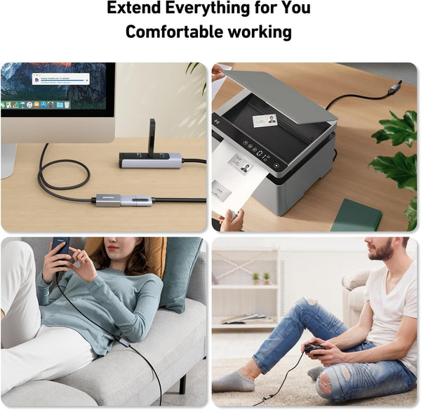 Benfei 393Gy 2M Usb3.0 Male To Female Extension Cable Nylon Braided Usb Cables Hubs & Adapters