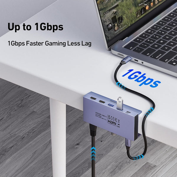 Benfei 396Gy Usb C 8 In 1 Docking Hdmi 4K/60Hxz+Usb C(10G)+2Xusb A(10G)+2Xusb2.0+Rj45+Pd100w Usb Cables Hubs & Adapters