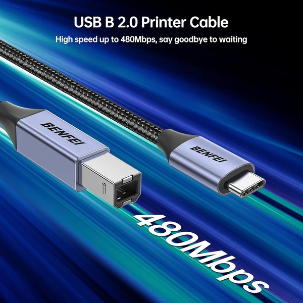 Benfei 405Gy 2M Usb To C Printer Cable Nylon Braided Premium Aluminium Alloy Case Usb Cables Hubs & Adapters