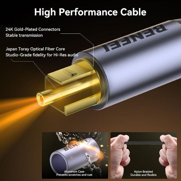 Benfei 411Gy Toslink Optical Audio Cable 2M Audio Cables & Adapters
