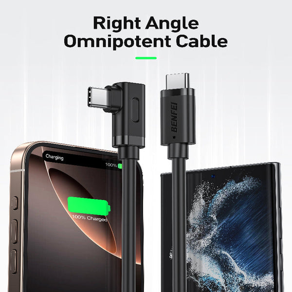 Benfei 428Bk 1M Usb C To Right Angle Cable 90 Dgree Angled 2.0 Type Charger 3A Fast Charging & 480Mbps Data Sync Durable Pvc Cables & Adapters