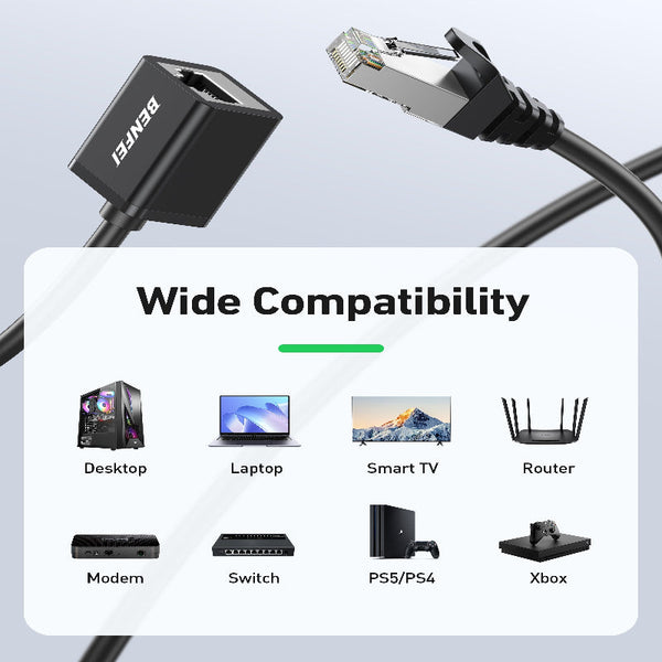Benfei 435Bk 1M Rj45 Extension Male/Female Patch Cords Cat6 1000Mbps Other Computer Cables