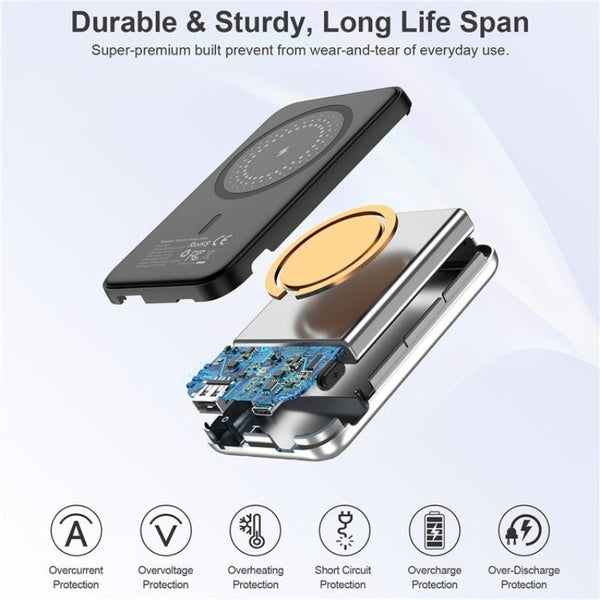 Choetech B655 Sl 5000Mah Magnetic Wireless Power Bank 10W (Silver) Battery Chargers