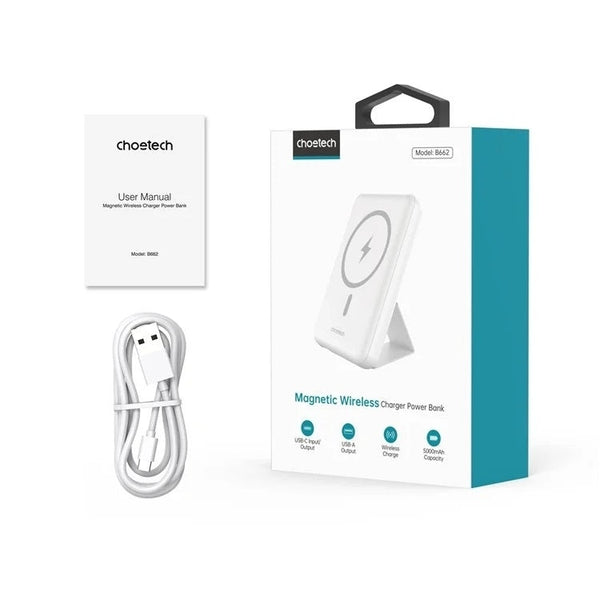 Choetech B662 Wh Usb A Wireless Magnetic Power Bank 5000Mah White Batteries