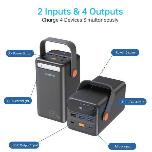 Choetech B664 50000Mah Pd65w Power Bank With Led Flashlight Lcd Display Chargers & Cradles