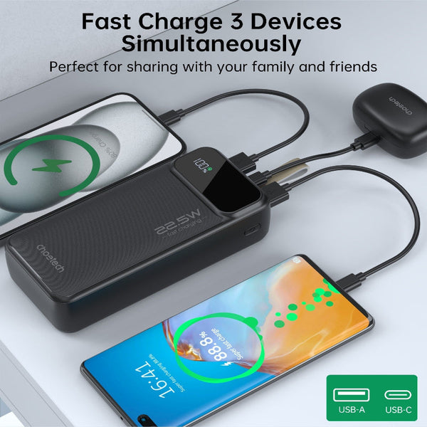 Choetech B731 40000Mah Power Bank Pd22.5W With Digital Display Battery Chargers