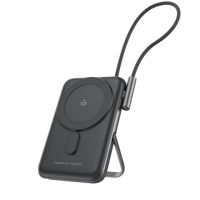 Choetech B735 Bk 10000Mah 20W Magleap Wireless Power Bank Black With Phone Holder And Build In Cable Chargers & Cradles