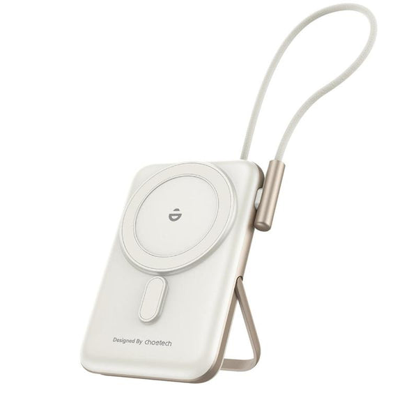 Choetech B735 Wh 10000Mah 20W Magleap Wireless Power Bank White With Phone Holder And Build In Cable Chargers & Cradles