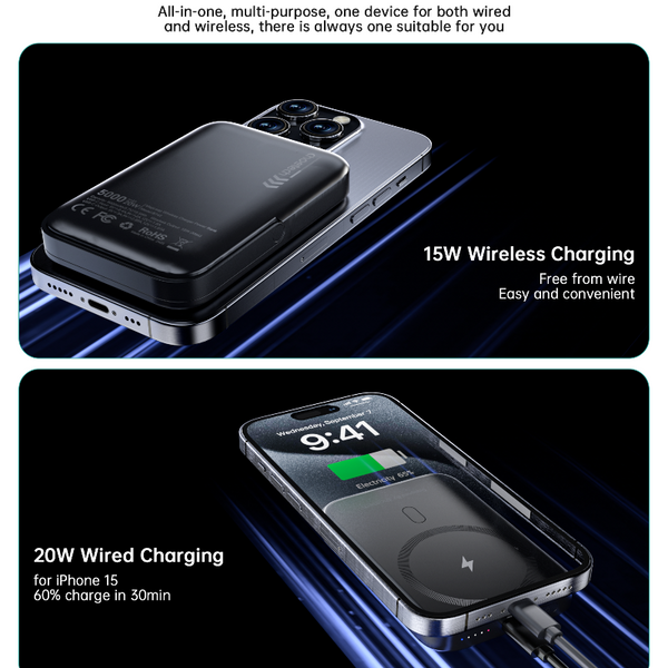 Choetech B743 Bk 10000Mah Pd20w Magnetic Power Bank With Holder Black Chargers & Cradles