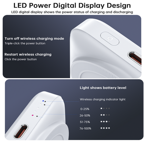 Chargers & Cradles Choetech B743 Wh 10000Mah Pd20w Magnetic Power Bank With Holder White