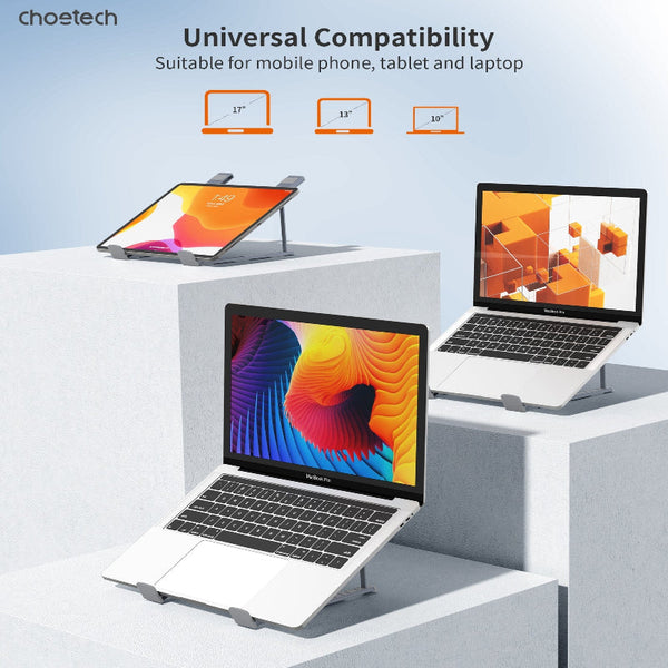 Choetech H055 Gy Aluminum Foldable Laptop Stand Stands Holders & Car Mounts
