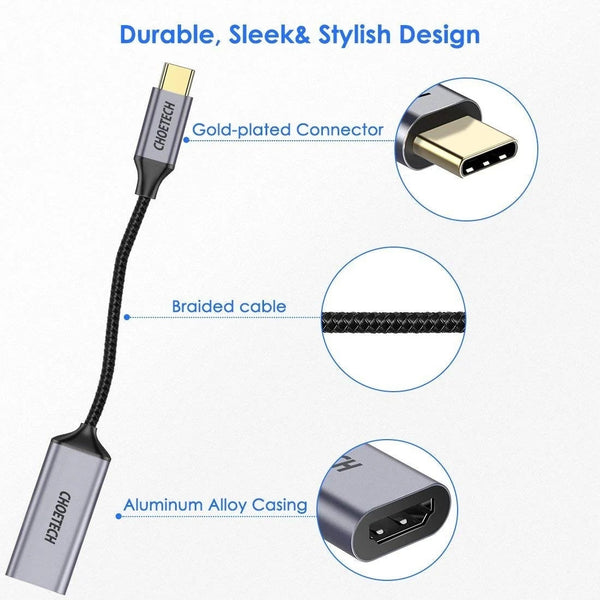 Choetech Hub H21 Usb To Hdmi 4K 60Hz Braided Video Cable Cord Adapter Video Cables & Adapters