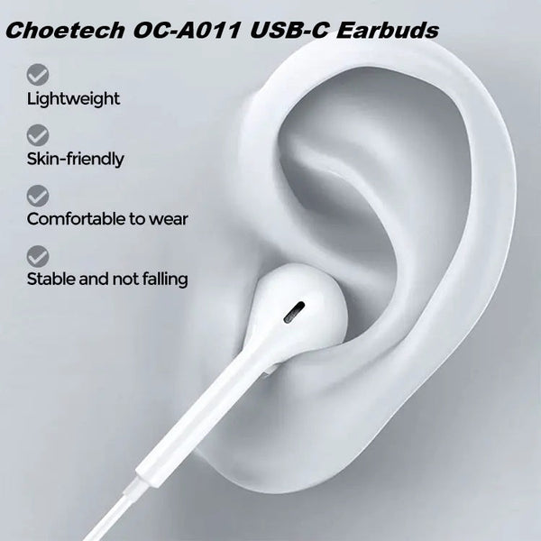 Choetech Oc A011 Usb In Ear Headphones 1.2M White Wired Earphones