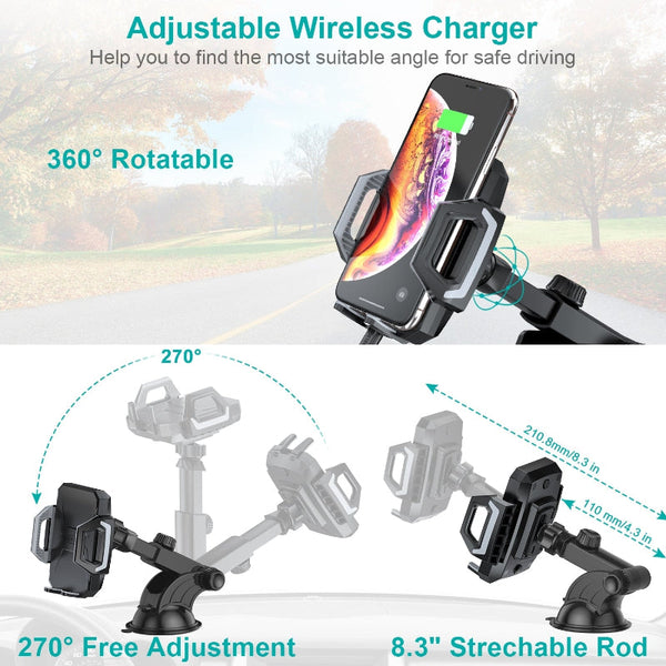 Choetech T521 F 15W Fast Wireless Charging Car Dock Chargers & Cradles