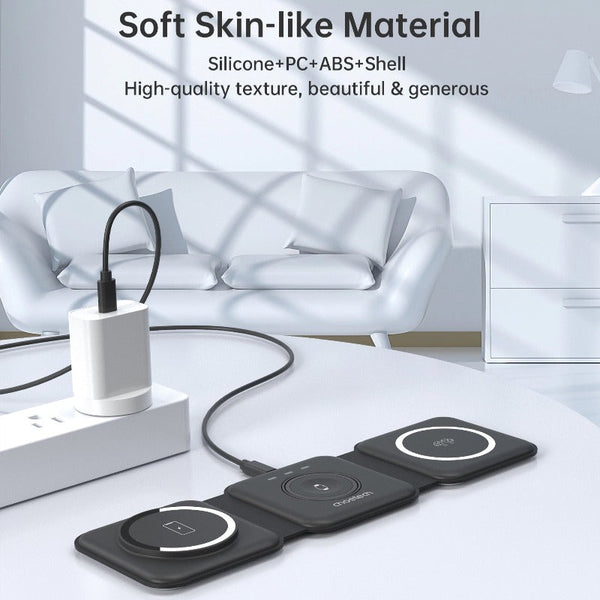 Choetech T588 F Bk 3 In 1 Foldable Fast Wireless Charger For Phone/Watch/Earphone Chargers & Cradles