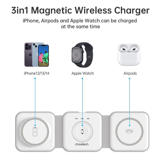 Chargers & Cradles Choetech T588 F Wh 3 In 1 Foldable Fast Wireless Charger For Phone/Watch/Earphone