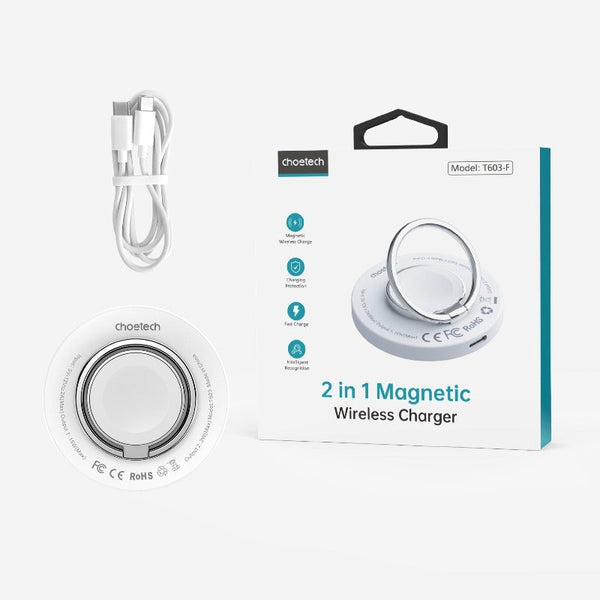 Chargers & Cradles Choetech T603 F Ring Holder And Magnetic 15W Wireless Charger For Phone/Airpod/Iwatch