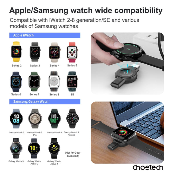 Choetech T606 F Usb A +Usb C Magnetic Charger For Samsung & Apple Watch Chargers & Cradles