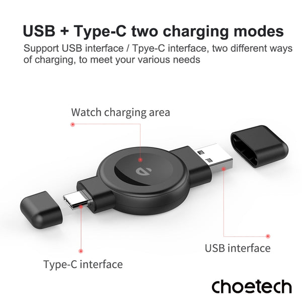 Choetech T606 F Usb A +Usb C Magnetic Charger For Samsung & Apple Watch Chargers & Cradles