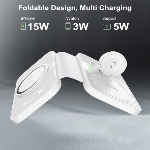 Choetech T616 F Bk 3In1 Magnetic Foldable Wireless Charger Chargers & Cradles