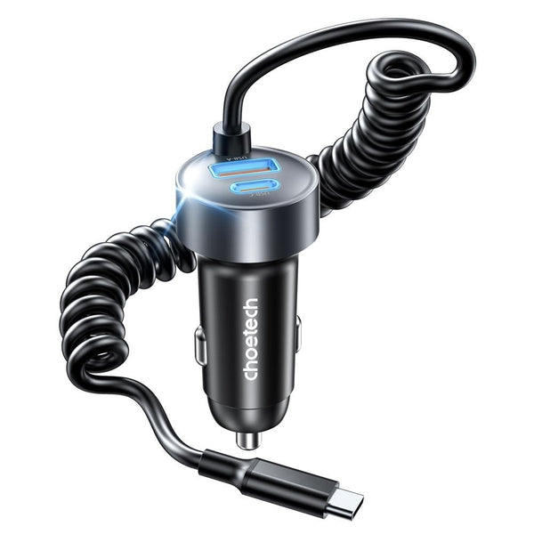 Choetech Tc0030 65W Port Fast Car Charger With 3.3Ft Type Stretchable Cable Chargers & Cradles