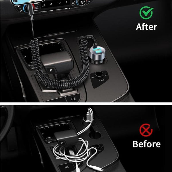 Choetech Tc0030 65W Port Fast Car Charger With 3.3Ft Type Stretchable Cable Chargers & Cradles