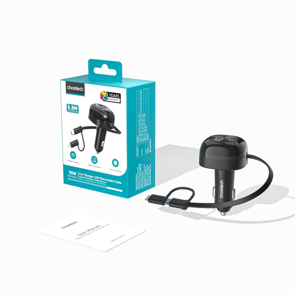Choetech Tc0036 Pd45w Usb C+Usb A Car Charger With C+L Interface Usb Cables Hubs & Adapters