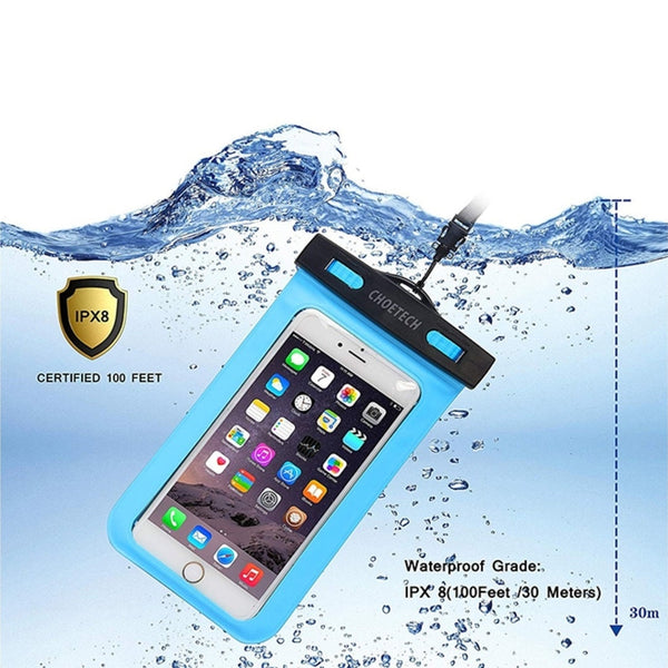 Choetech Wpc007 Be Universal Waterproof Cell Phone Pouch Bag Up To 8 Inch (Blue) Cases Covers & Skins