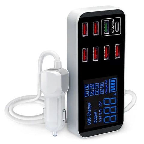 Intact 8 Port Pd+Qc3.0 Car Charger With Led Display Chargers & Cradles