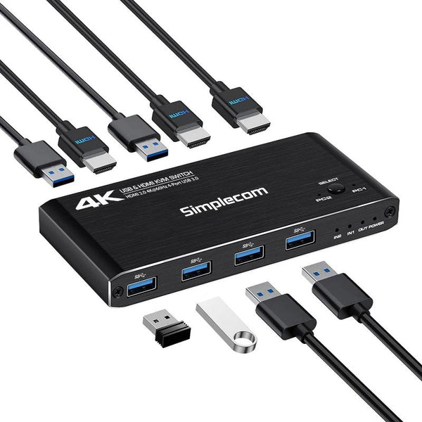 Simplecom Km420 Port Hdmi Kvm Switch 2.0 4K@60Hz Usb 3.0 Hub 5Gbps Kvm Switches