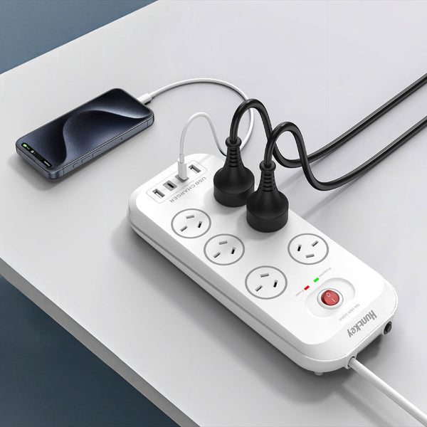 Huntkey Sac607c Outlets Surge Protector Powerboard With 2X Usb A & Usb C Power Strips & Surge Protectors